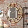 Runde Wanduhr aus Metall mit Spiegel, europäischer Stil, Produktbild-Vorschau 3