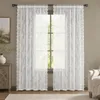 Tenda in voile bianco trasparente con ricami floreali in Anteprima dell’immagine prodotto 1