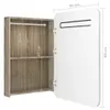Armadietto Bagno con Specchio e LED Bianco e Rovere Anteprima dell’immagine prodotto 6