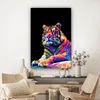 MuchoWow® - Leinwandbilder - Tiger - Bunt - Tiere - Schwarz Produktbild-Vorschau 7