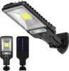 A product shot of a solar-powered LED street light, with two smaller images of the light and its solar panel shown in the foreground. Produktbild-Vorschau