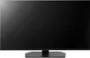 A black flat-screen television on a black stand, presented against a white background. Produktbild-Vorschau