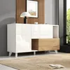 Merax Buffet brillant 130x40x70 cm en blanc & aspect bois, Voir les images du produit 2