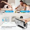 Collage showing a woman waking up, a couple having breakfast, and a close-up of a digital alarm clock with a finger pressing a button. Náhled obrázku produktu