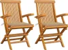 Möbel Gartenstühle mit Beige Kissen 2 Stk. Massivholz Teak Produktbild-Vorschau 1