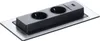 A product shot of a silver and black electrical outlet with two sockets and a USB port. Anteprima dell’immagine prodotto
