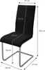 A black dining chair with dimensions indicated by measurement lines and text. Produktbild-Vorschau