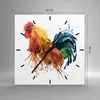 Wanduhr - Quadrat - Glasuhr - Hahn Ilustration Tier Farben Produktbild-Vorschau 3