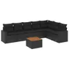 8-tlg. Garten-Sofagarnitur mit Kissen Schwarz Poly Rattan Produktbild-Vorschau 2