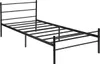 A black metal bed frame with a headboard and slats, shown against a white background. Voir les images du produit