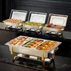 Warmounts Obdĺžnikové zlaté ohrievacie misy Buffet Set of Náhľad obrázku produktu 2