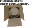 A rolled metal sheet is inside an open cardboard box. Produktbild-Vorschau