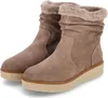 A pair of brown suede boots with faux fur trim and thick soles. Produktbild-Vorschau