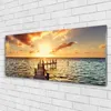 Acrylglasbilder 125x50 Wandbild Druck Sonne Brücke Meer Produktbild-Vorschau 2
