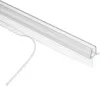 A clear plastic shower door seal with a peel-off adhesive strip. Produktbild-Vorschau