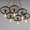Vintage metalowy 6-kołowy żyrandol lampa sufitowa do salonu Podgląd zdjęcia produktu 4