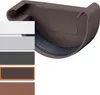 A product shot of a gutter end cap with color swatches. Produktbild-Vorschau