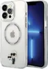 A clear, well-lit product shot of an iPhone 13 Pro Max with a transparent Karl Lagerfeld case featuring the iconic Karl and Choupette design. Produktbild-Vorschau