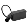 A black adapter with a cable and connector on a white background. Voir les images du produit
