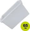A white plastic container, possibly a bin or tub, is shown against a white background. A green circular overlay in the bottom right corner displays the text '65 ltr.'. Produktbild-Vorschau