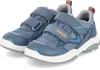 A pair of blue children's shoes with orange accents and white soles, presented on a white background. Produktbild-Vorschau