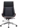 Miliboo - Design-Bürosessel dunkles Holz und Schwarz CURVED Produktbild-Vorschau 1
