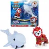 A product shot of Paw Patrol Aqua Pups toys, including a Marshall figure and a dolphin, displayed in their packaging and also shown separately. Produktbild-Vorschau