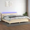 Boxspringbett mit Matratze & LED Creme 200x200 cm Stoff Produktbild-Vorschau 2
