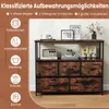 A chest of drawers with various items on display, with text overlays and icons describing storage possibilities. Anteprima dell’immagine prodotto