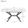 A diagram of a white rectangular dining table with black metal legs, showing dimensions. Produktbild-Vorschau