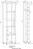 Technical drawing of a tall, narrow cabinet with dimensions and shelf spacing indicated. Produktbild-Vorschau
