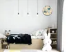 A child's bedroom with a bed, toys, and a clock on the wall. Produktbild-Vorschau