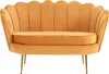 Muschelförmiges 2-Sitzer-Sofa aus senfgelbem Velours Produktbild-Vorschau 1