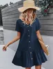 ASKSA Damen Sommerkleid Button Down Leinenkleid Strandkleid Produktbild-Vorschau 2