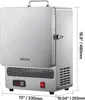 A silver VEVOR tabletop melting furnace is shown from a side-angle with dimensions indicated. Podgląd zdjęcia produktu