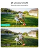 A father and son playing soccer in a backyard, with two different image quality comparisons shown. Produktbild-Vorschau