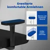 Close-up of a chair armrest with marketing graphics highlighting its features. Produktbild-Vorschau