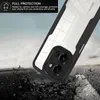 A phone case is shown in a dramatic, falling pose against a dark, cracked ground and a cloudy sky. Produktbild-Vorschau