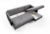 A gray sectional sofa with its storage compartments open, showing the internal structure and bedding. Produktbild-Vorschau
