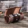 Leder-Uhren-Reiseetui (3 Uhren) – Rundes Design mit Produktbild-Vorschau 2