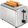 A stainless steel toaster with two waffles inside. Produktbild-Vorschau