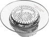 A top-down view of a halogen oven lid with a perforated metal insert. Voir les images du produit