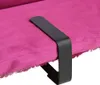 A close-up of a black metal table cloth clip attached to a pink tablecloth. Produktbild-Vorschau