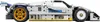 Side view of a white and blue Lego-like model car with racing decals. Produktbild-Vorschau