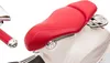 Close-up of a red and white electric scooter seat and handlebars. Podgląd zdjęcia produktu