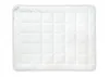 A white quilted comforter or duvet laid flat on a white background. Produktbild-Vorschau