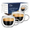 Two double-walled glass cups filled with espresso are shown in front of their packaging. Náhled obrázku produktu