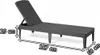 A dark gray sun lounger with dimensions indicated by white text and arrows. Produktbild-Vorschau