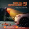 A dual-head infrared paint drying lamp is positioned next to a white car in a garage setting. Anteprima dell’immagine prodotto
