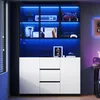Merax LED-Glasvitrine, Küchenschrank mit 3 Glastür, 2 Produktbild-Vorschau 3
